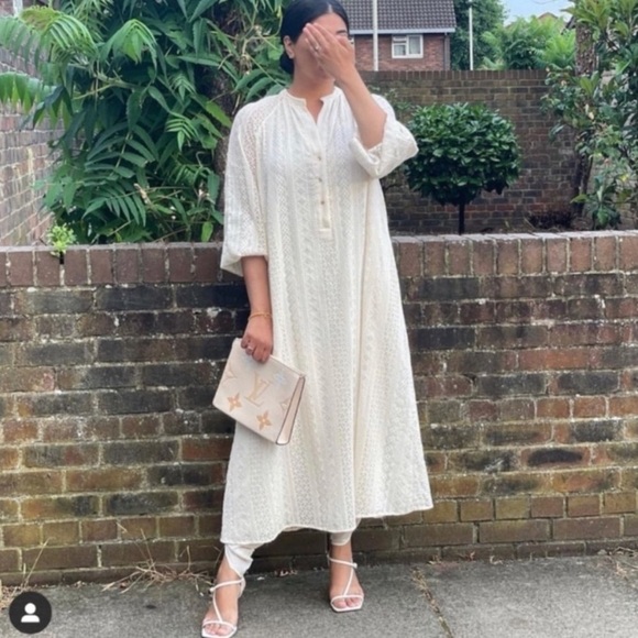 ZARA OPENWORK EMBROIDERY Midi DRESS CREAM New with tag Ref 4786/110 - Picture 3 of 16